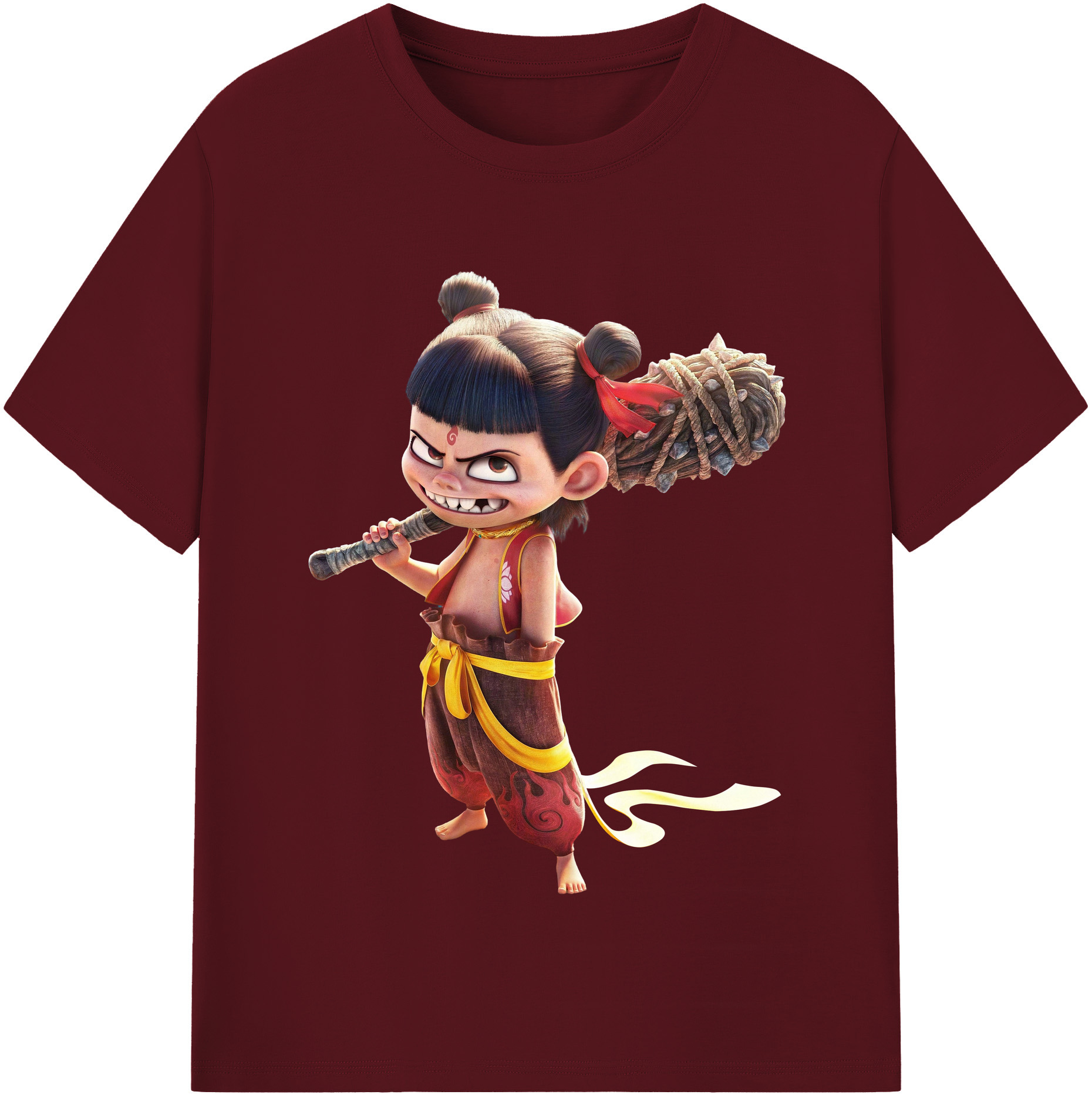（画像用） Ne Zha 2 ナタ 魔童の大暴れ 綿100％半袖Tシャツ（フロントプリント）